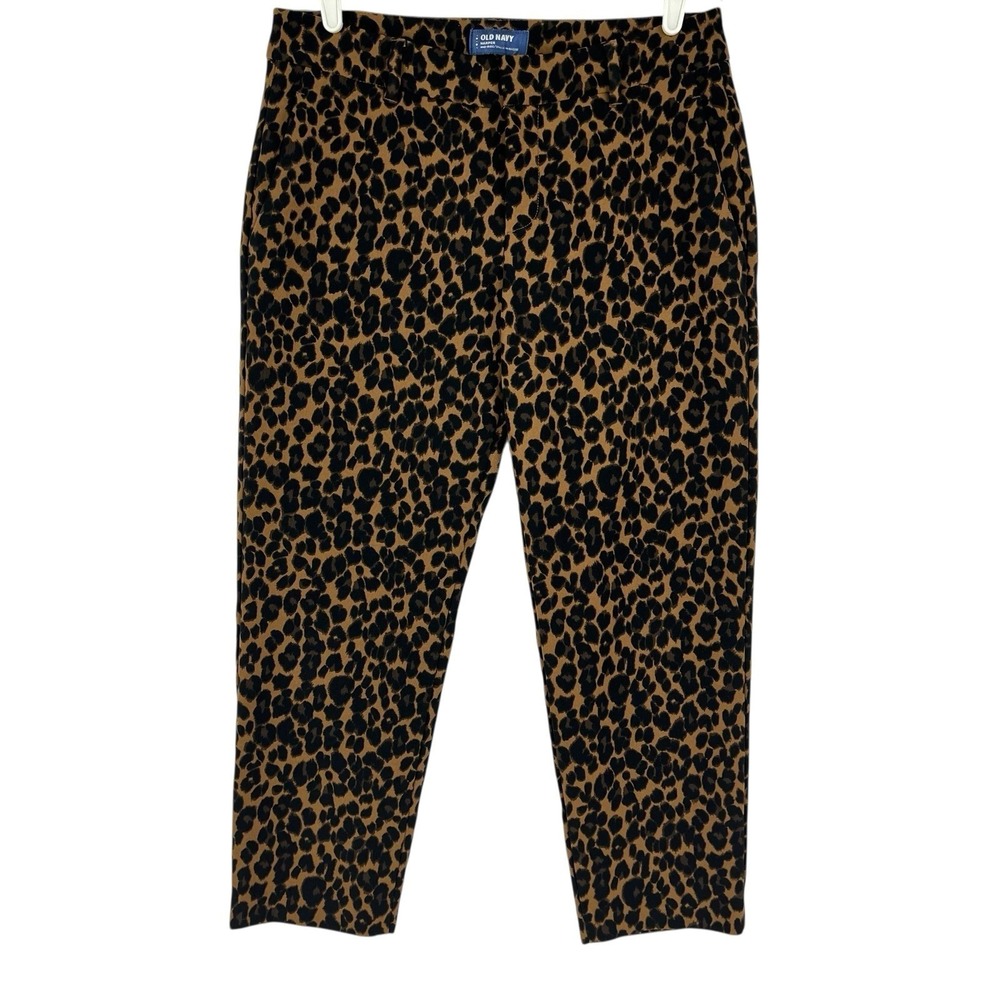 Old Navy Women's Harper High Rise Leopard Print Cropped Pants Sz 8 Regular NWOT
